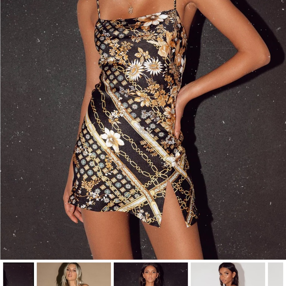 Princess Polly Gold and Black Sequin Slip Mini Dress